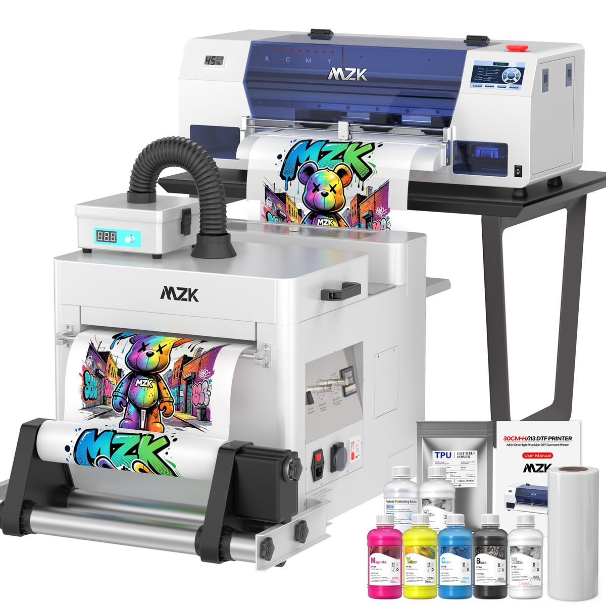 MZK 14'' A3 DTF Printer F1080 Printhead with Auto Maintenance– Ready to Run Out of Box,2X-Speed vs L1800,One-Click Print-to-Bake,White Ink Circulation,Printhead Anti-Clog Design,2-Year Free Ink