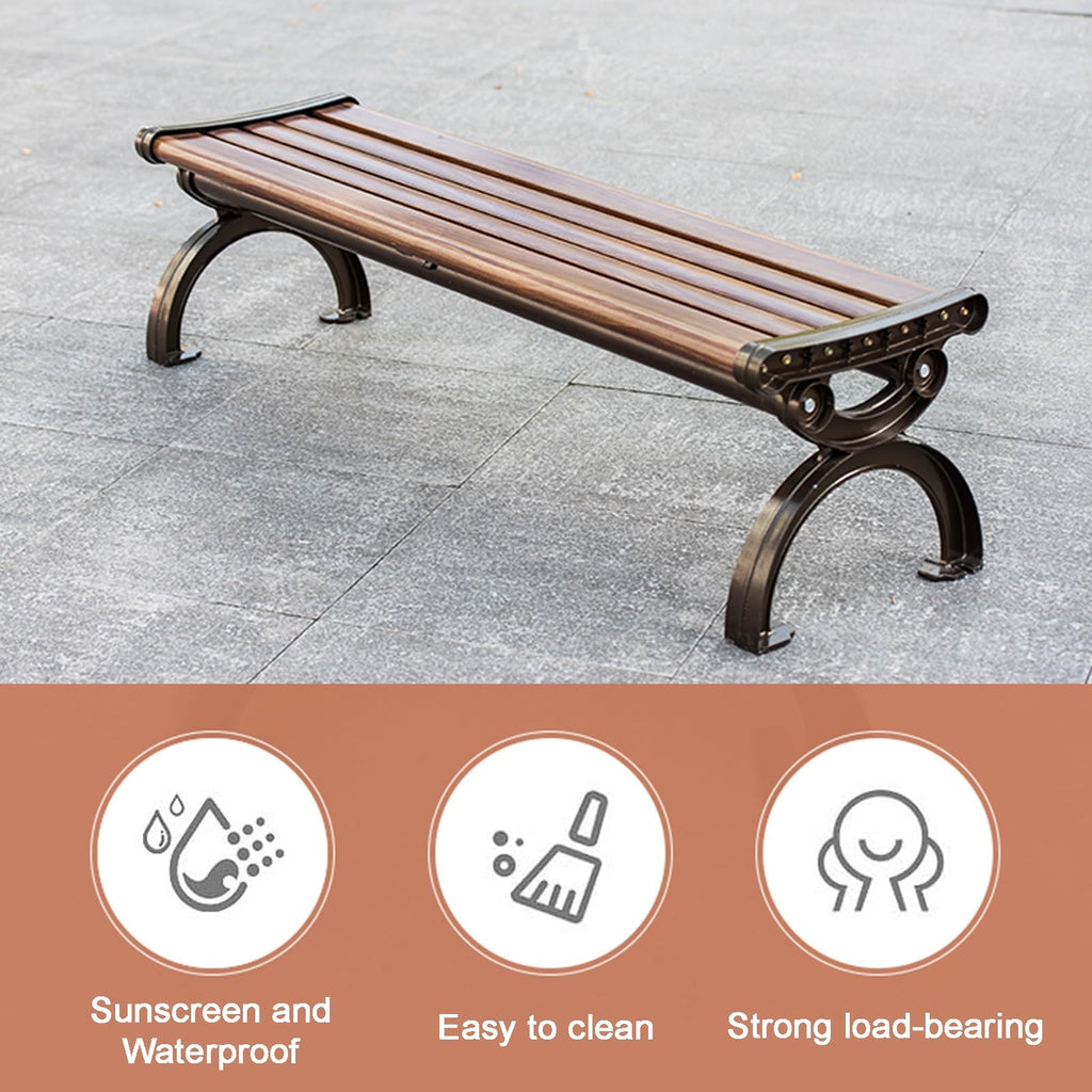 Outdoor Bench Metal, All Weather Resistant Backless Patio Garden Bench for Porch, Garden, Lawn, Balcony(120cm/47in)