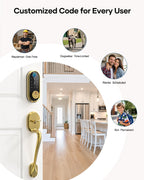 SMONET Smart Lock Fingerprint Electronic Door Lock Keyless Deadbolt Gold
