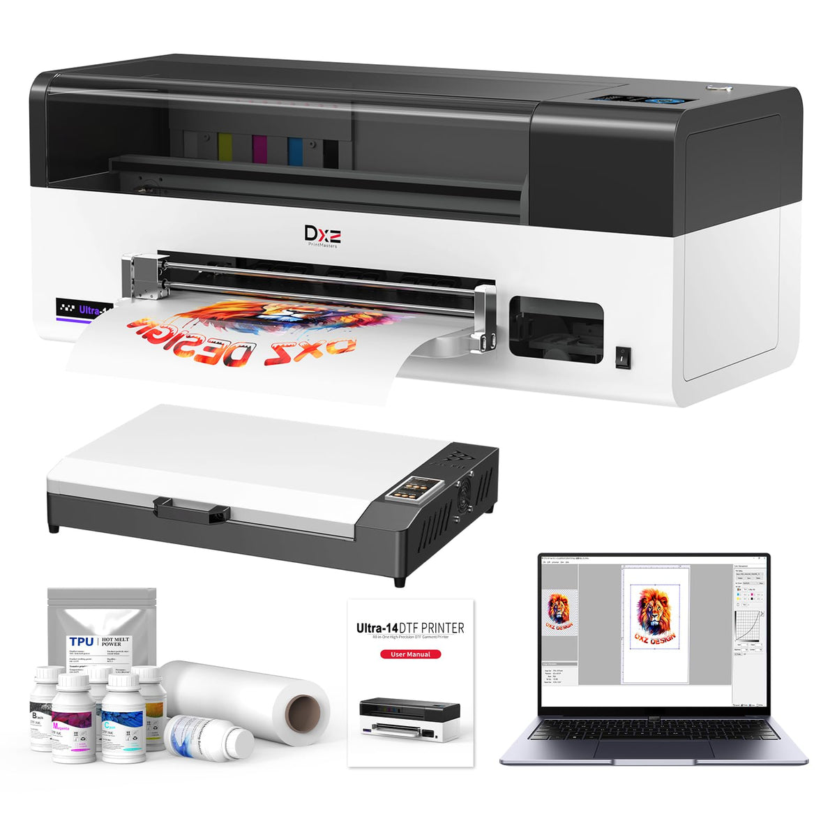 DXZ 2026 14'' A3 DTF Printer with i3200 Printhead, 3X Faster High-Speed DTF Machine, A3 Print in 2 Minutes, 720×3660 DPI, White Ink Circulation System, 24/7 Auto-Maintenance, 2-Year Ink Included