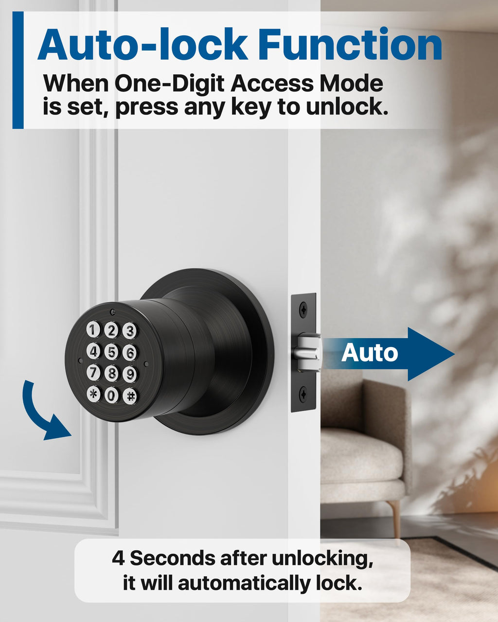 Keyless Entry Lock with Code Door Knob with Keypad Oil Rubbed Bronze 4Pack