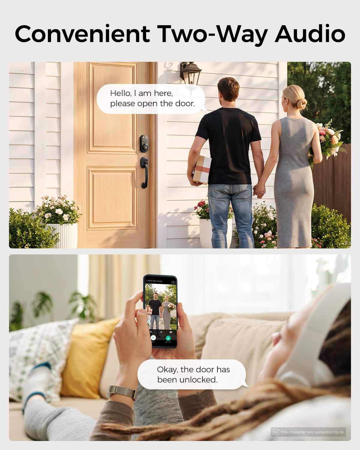WiFi Video Smart Lock with Handle, 5-in-1 Keyless Deadbolt for Front Door