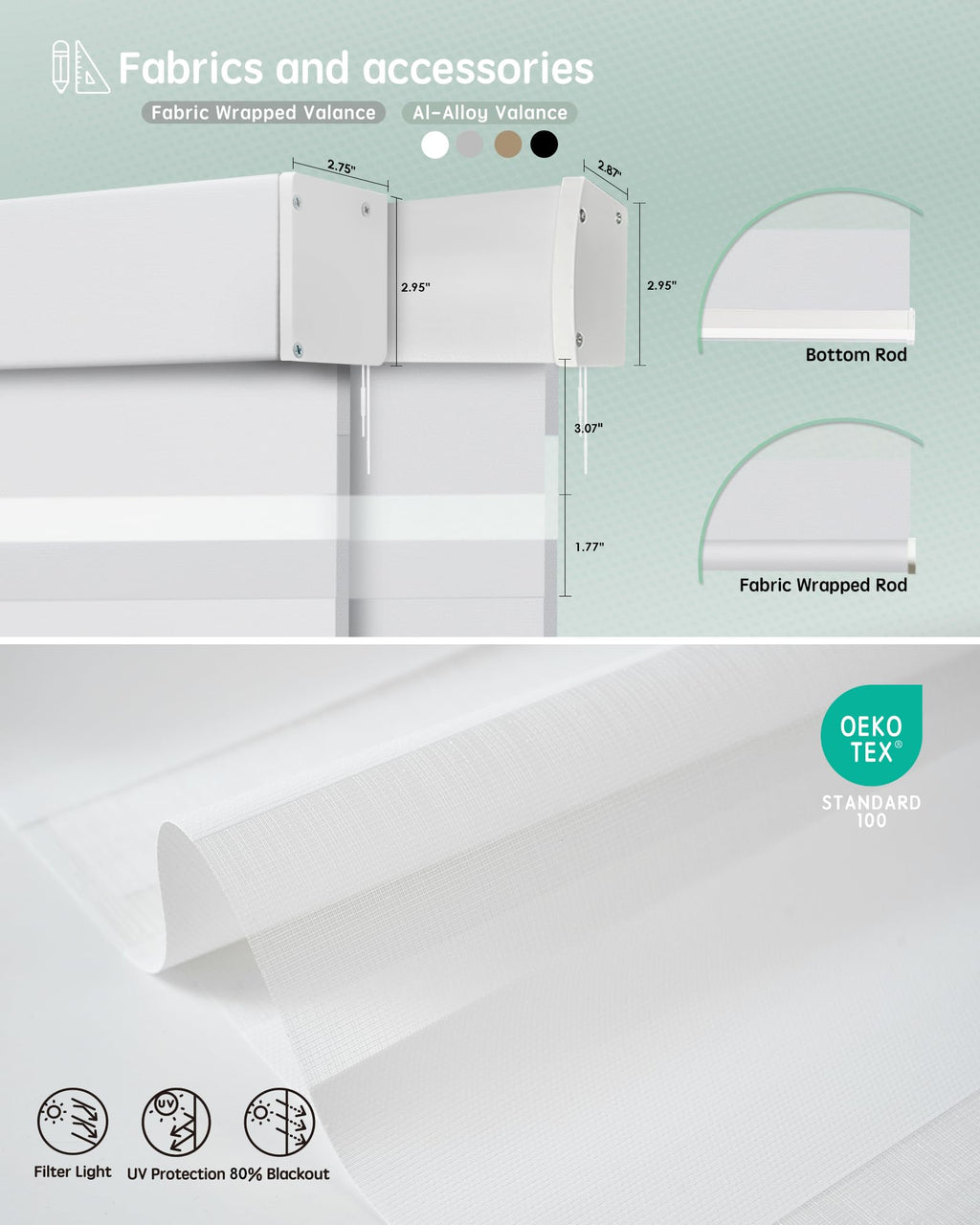 Yoolax Motorized Zebra Blinds with Remote, Room Darkening Smart Blinds