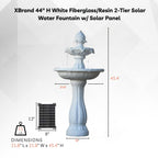 XBrand 44" 2-Tier Solar Water Fountain for Outdoors, Fiberglass Resin Garden Fountain with Solar Panel Pump, Auto Shut-Off, White, Patio, Yard & Garden Decor