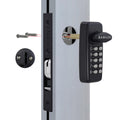 Keyless Keypad Storefront Door Lock, Mechanical Commercial Mortise Lock for Aluminum/Glass Narrow Stile Doors, DIY No-Drill Adams Rite Replacement (Silver, 1-1/8" Hook Bolt)