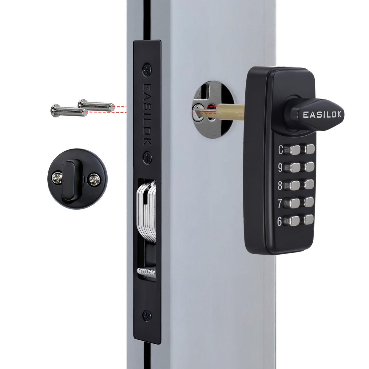 Keyless Keypad Storefront Door Lock, Mechanical Commercial Mortise Lock for Aluminum/Glass Narrow Stile Doors, DIY No-Drill Adams Rite Replacement (Silver, 1-1/8" Hook Bolt)