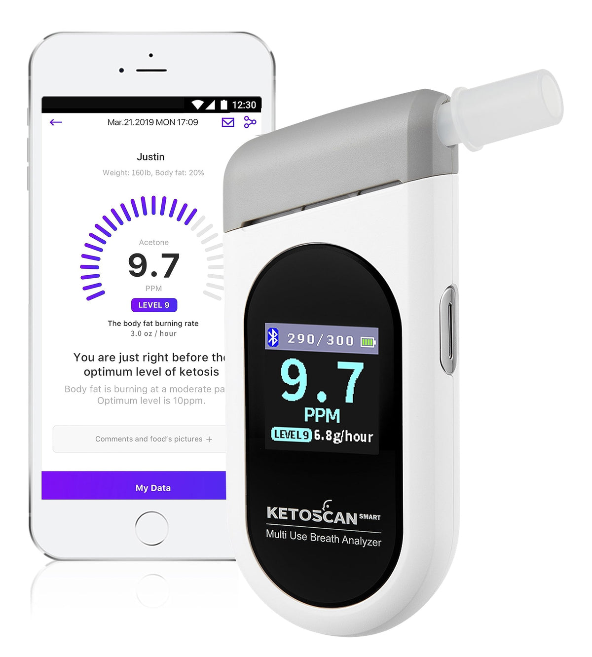 SMART Breath Ketone Meter | Replaceable Sensor, Color Display