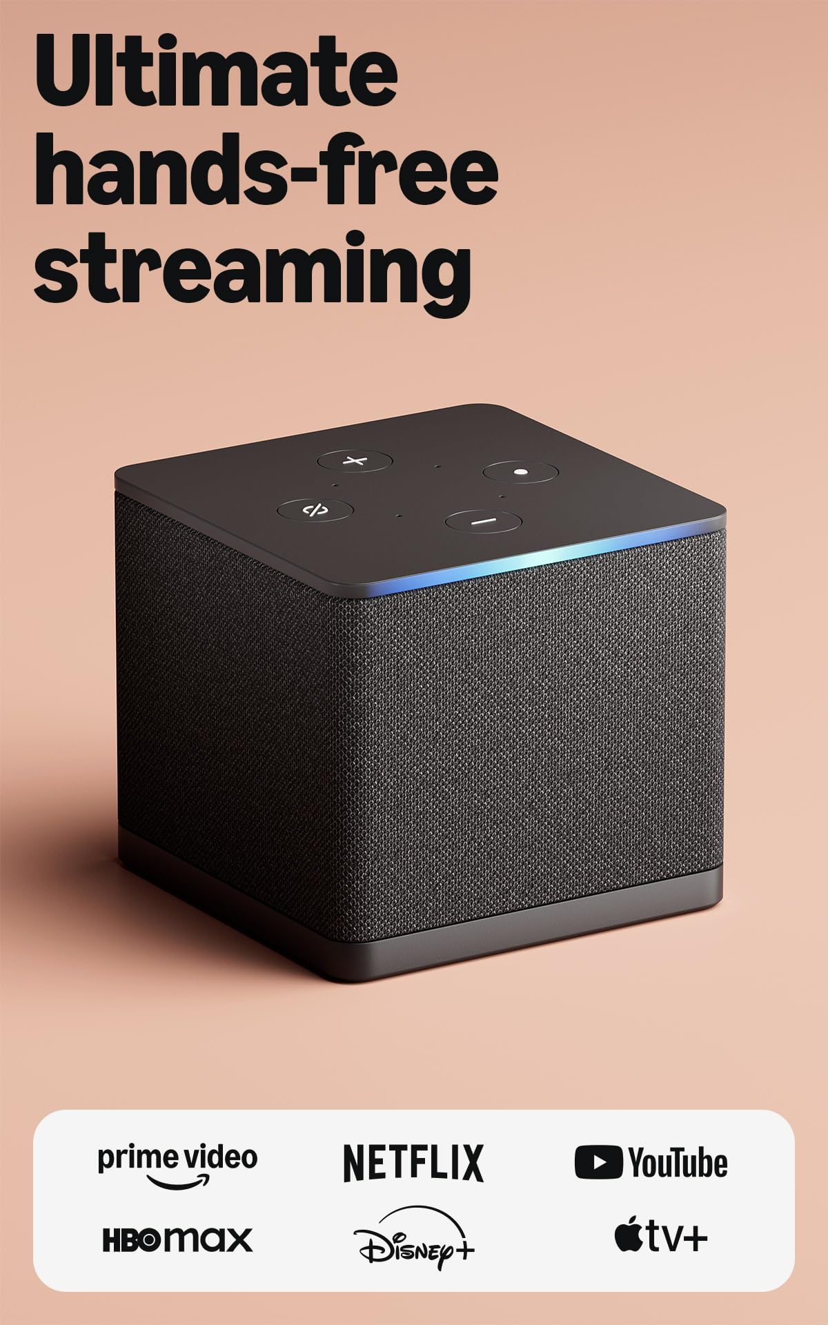 Amazon Fire TV Cube, with AI-powered Fire TV Search, Hands-free streaming device, find shows faster with Alexa+, Wi-Fi 6E, 4K Ultra HD
