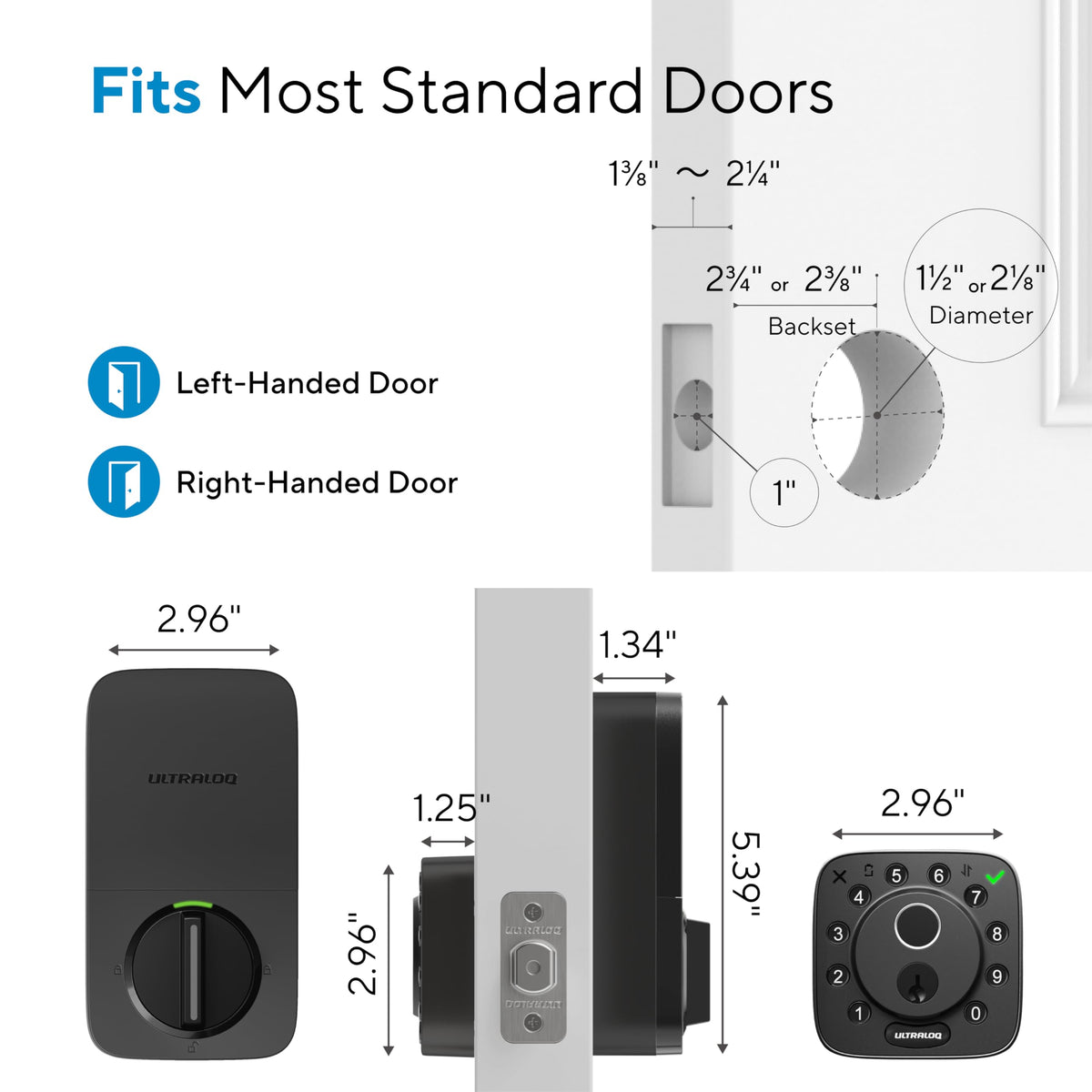 ULTRALOQ Bolt Fingerprint WiFi Deadbolt Smart Lock with Door Sensor, Black