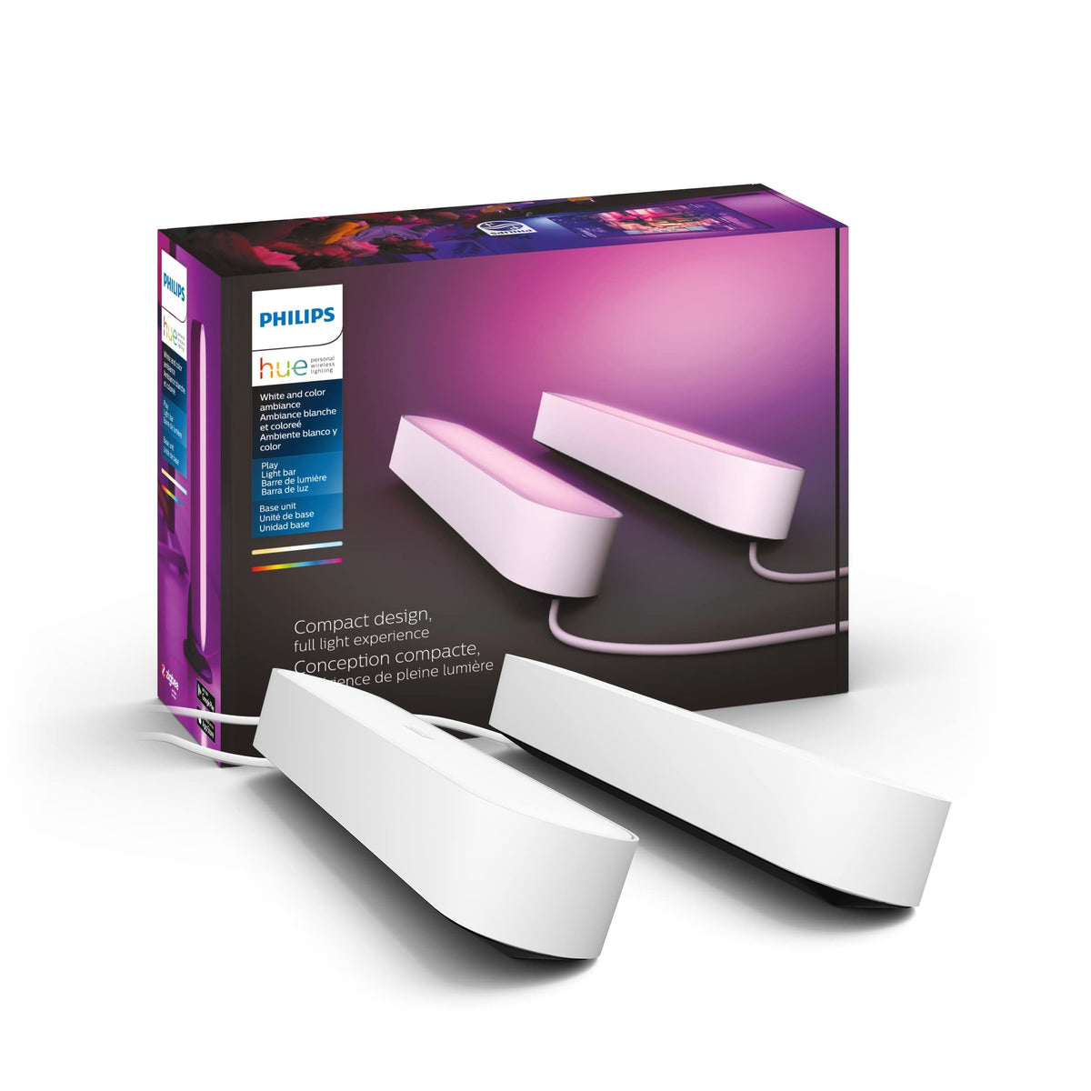 Philips Hue Play Smart Light Bar Base Kit, 2-Pack, Black