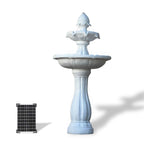 XBrand 44" 2-Tier Solar Water Fountain for Outdoors, Fiberglass Resin Garden Fountain with Solar Panel Pump, Auto Shut-Off, White, Patio, Yard & Garden Decor