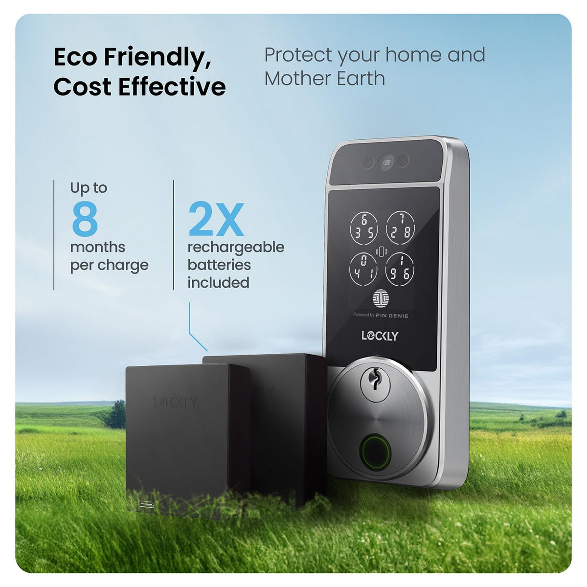 Lockly Visage Zeno Series Smart Lock with Facial Recognition, Fingerprint