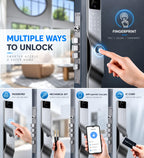 3D Face Recognition Smart Door Lock with 1080p Camera – Keyless Entry Deadbolt with Palm Vein, Fingerprint, Video Intercom, Alexa compatible & Tuya App Control, Auto-Lock for Front Door Home Security