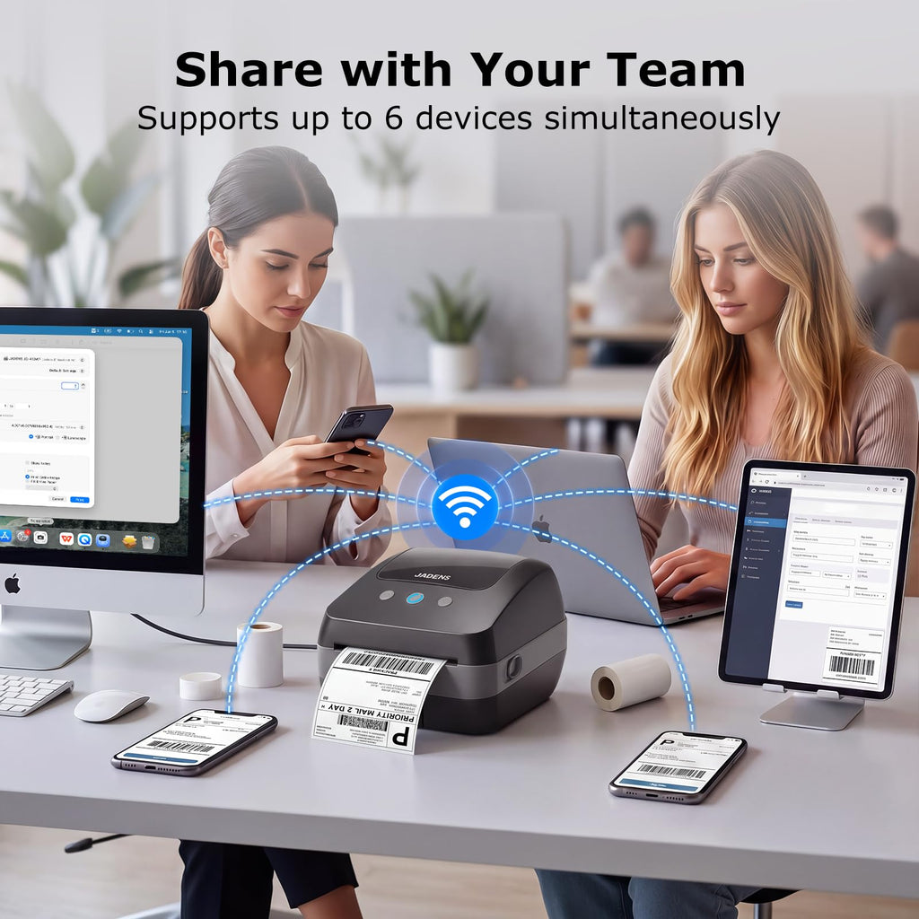 JADENS Dual-Band Wi-Fi 4x6 Shipping Label Printer for Small Business & Home