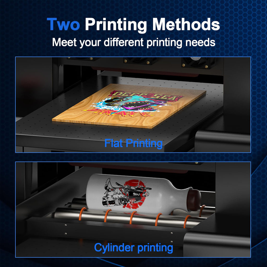 DXZ A3 UV Printer,Automatic L805 UV Flatbed Cylinder Printer with Varnish 100% Transfer Rate for Phone Case,Acrylic,Metal,Leather,Golf,Bottle,2-Year Ink Included