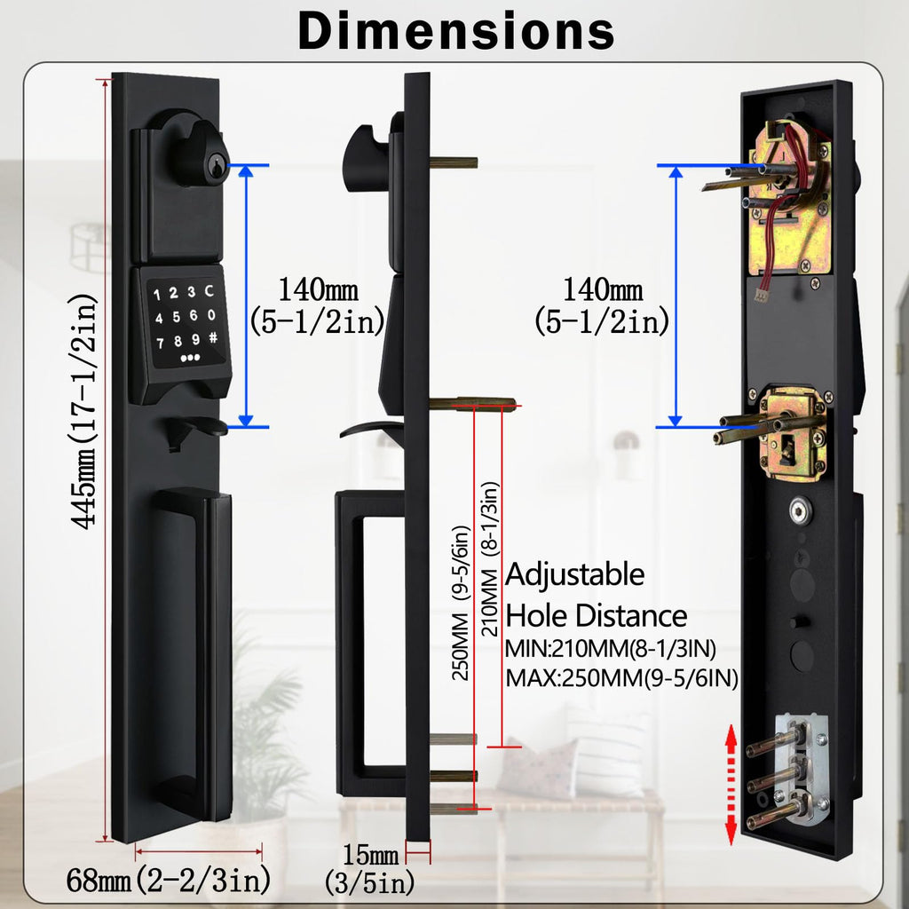 Smart Keypad Handleset Double Door Black