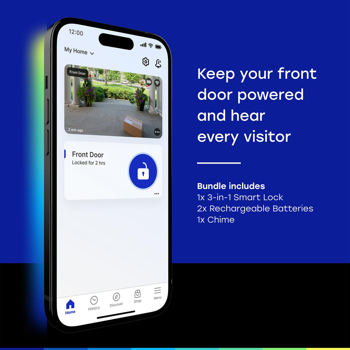 myQ Secure View™ 3-in-1 Smart Lock Deadbolt + myQ Chime + Extra Battery, Keyless Entry Lock, 2K HDR Doorbell Camera, Face, Fingerprint & PIN Access, App Control, Color Night Vision & Two-Way Audio