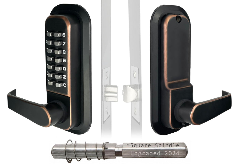 Double-Sided Mechanical Keyless Door Lock Lever Handle Matte Black