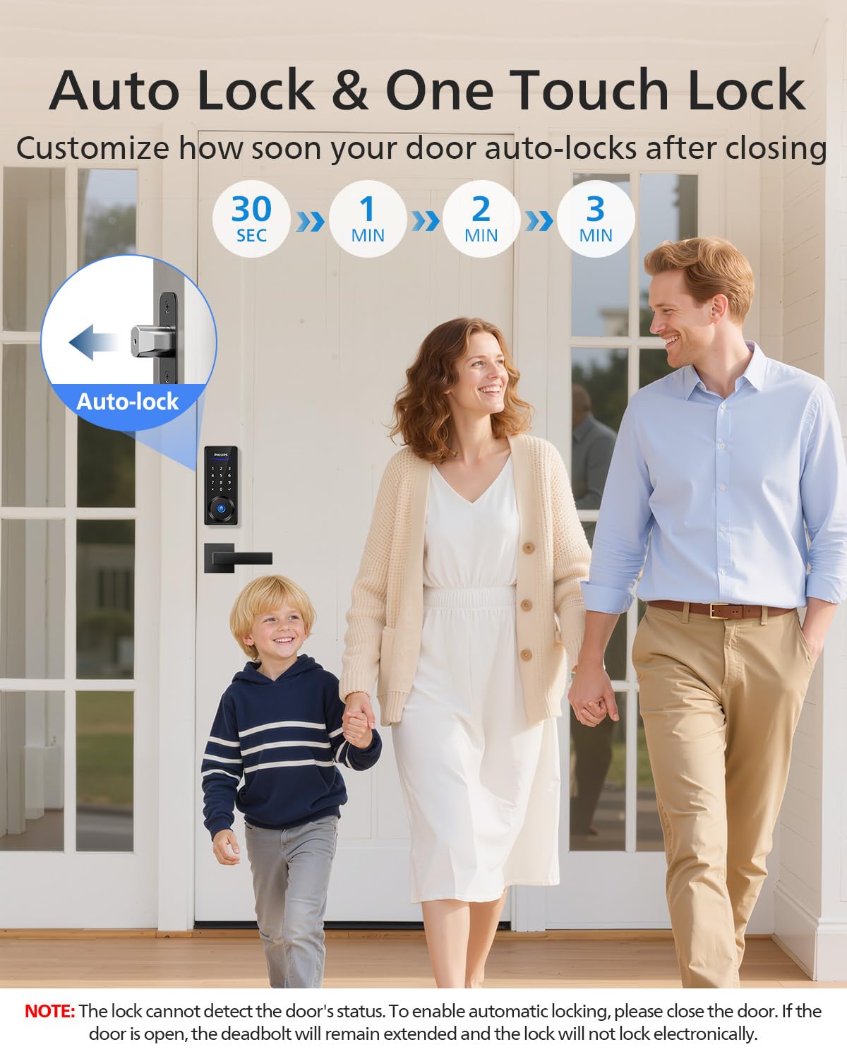 Philips Keypad Front Door Lock Set, Smart Deadbolt with 2 Lever Handle