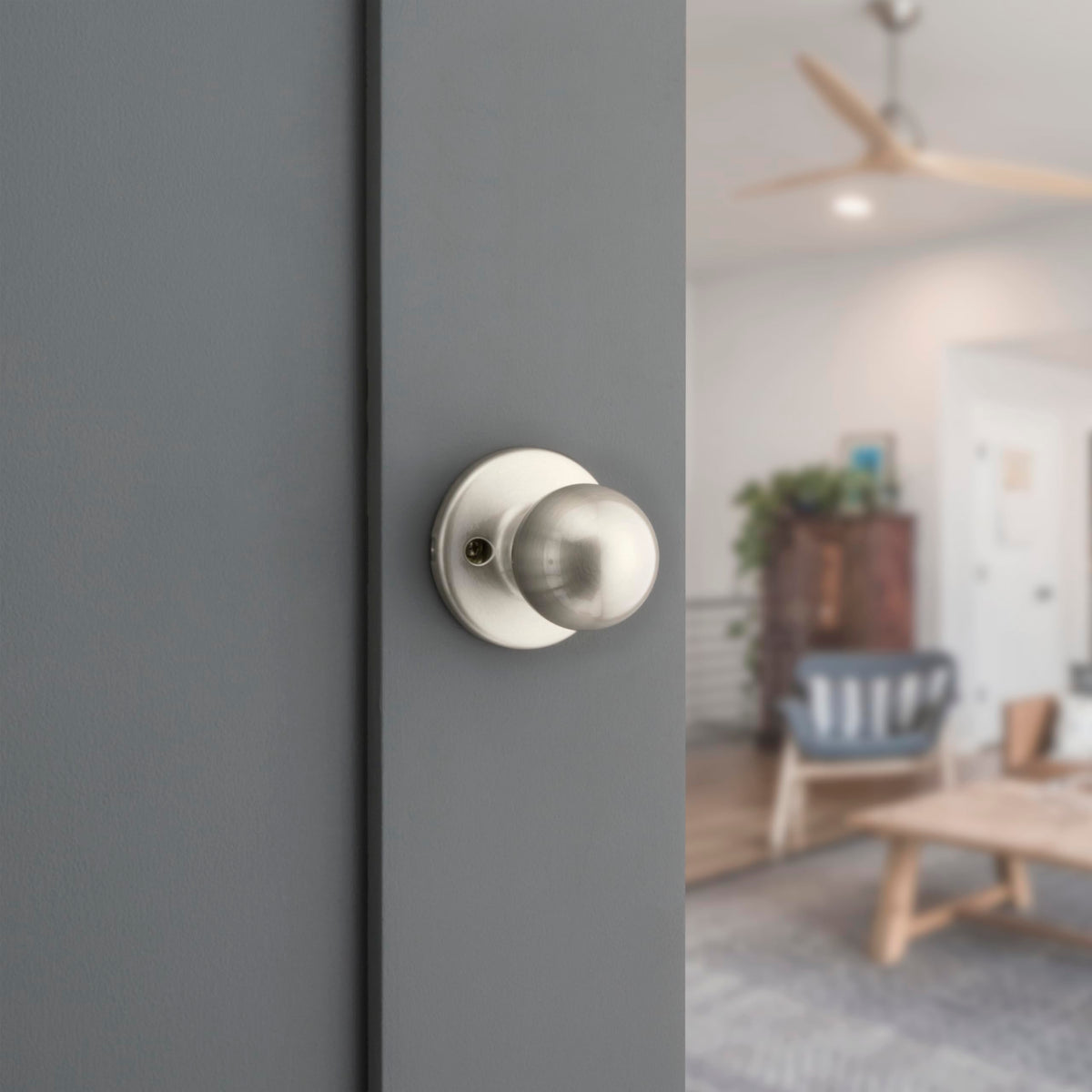 Kwikset Belleview Front Door Lock Handle and Deadbolt Set, Entry Handleset Exterior with Polo Interior Door Knob, Satin Nickel, Pick Resistant SmartKey Rekey Deadbolt Security