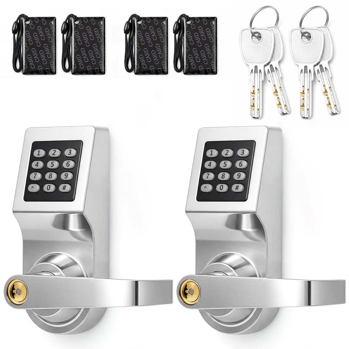 Hicarer 1 Pack Commercial Keyless Door Lock with Keypad Lever, Silver