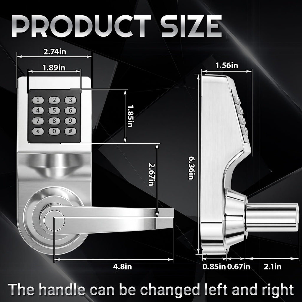 Hicarer 1 Pack Commercial Keyless Door Lock with Keypad Lever, Silver