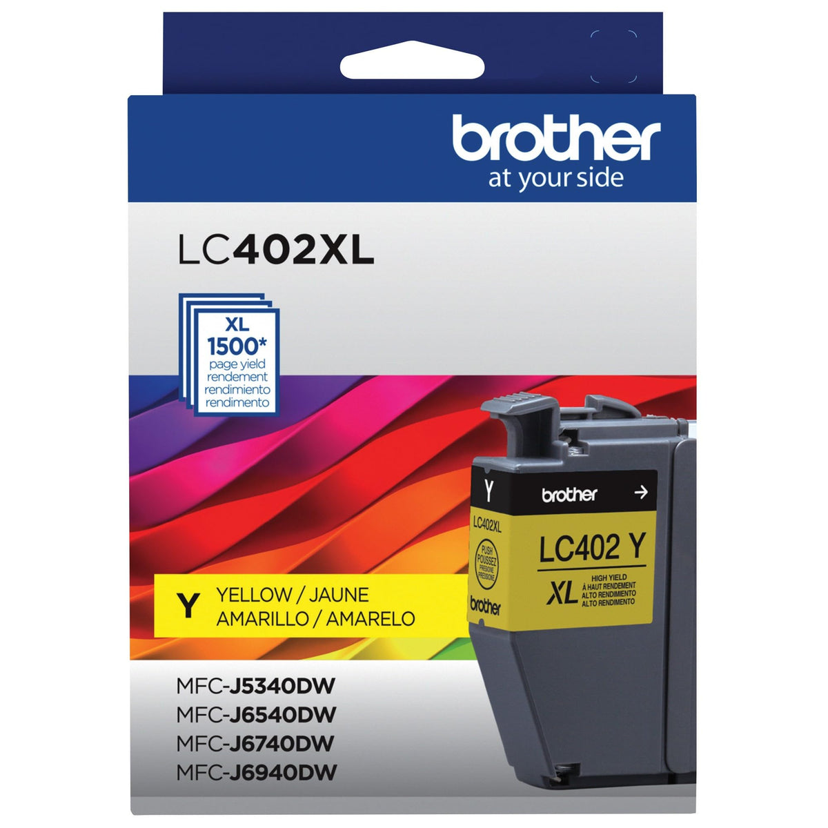Brother Genuine LC402XL 3PK 3 Pack of High Yield Cyan, Magenta and Yellow Ink Cartridges, Black