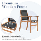 Acacia Wood Patio Dining Chairs Set (Black, 2 Pieces)