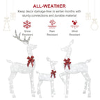 5 FT Oversized Christmas Decorations Outdoor Lighted Reindeer – 3-Piece 2D Deer Family Set with 160 Warm White LED Lights for Yard, Lawn, Garden & Porch Holiday Display - White