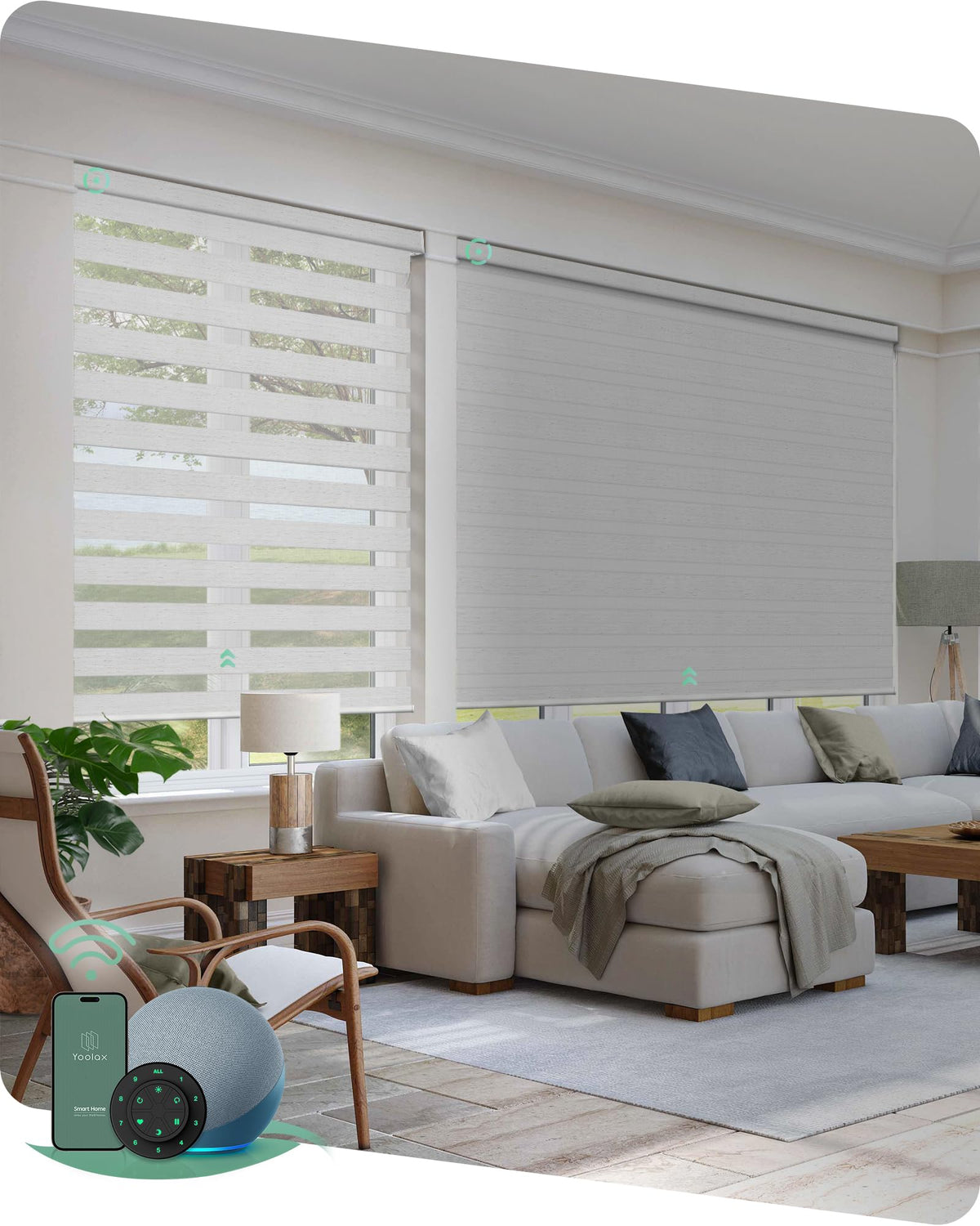 Yoolax Motorized Zebra Blinds with Remote, Room Darkening Smart Blinds