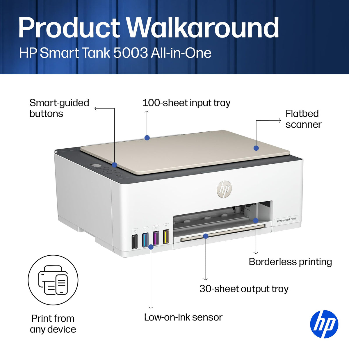 HP Smart Tank 5003 Ink Tank Printer | 3 Years of Ink Included | All-in-One