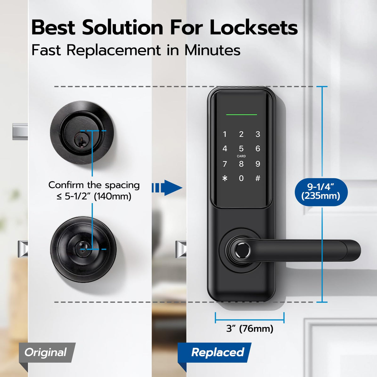 Smart Keypad Door Lock with Handle for Front Door