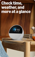 Amazon Echo Spot, Great for nightstands, offices and kitchens, Smart alarm clock, Designed for Alexa+, Black