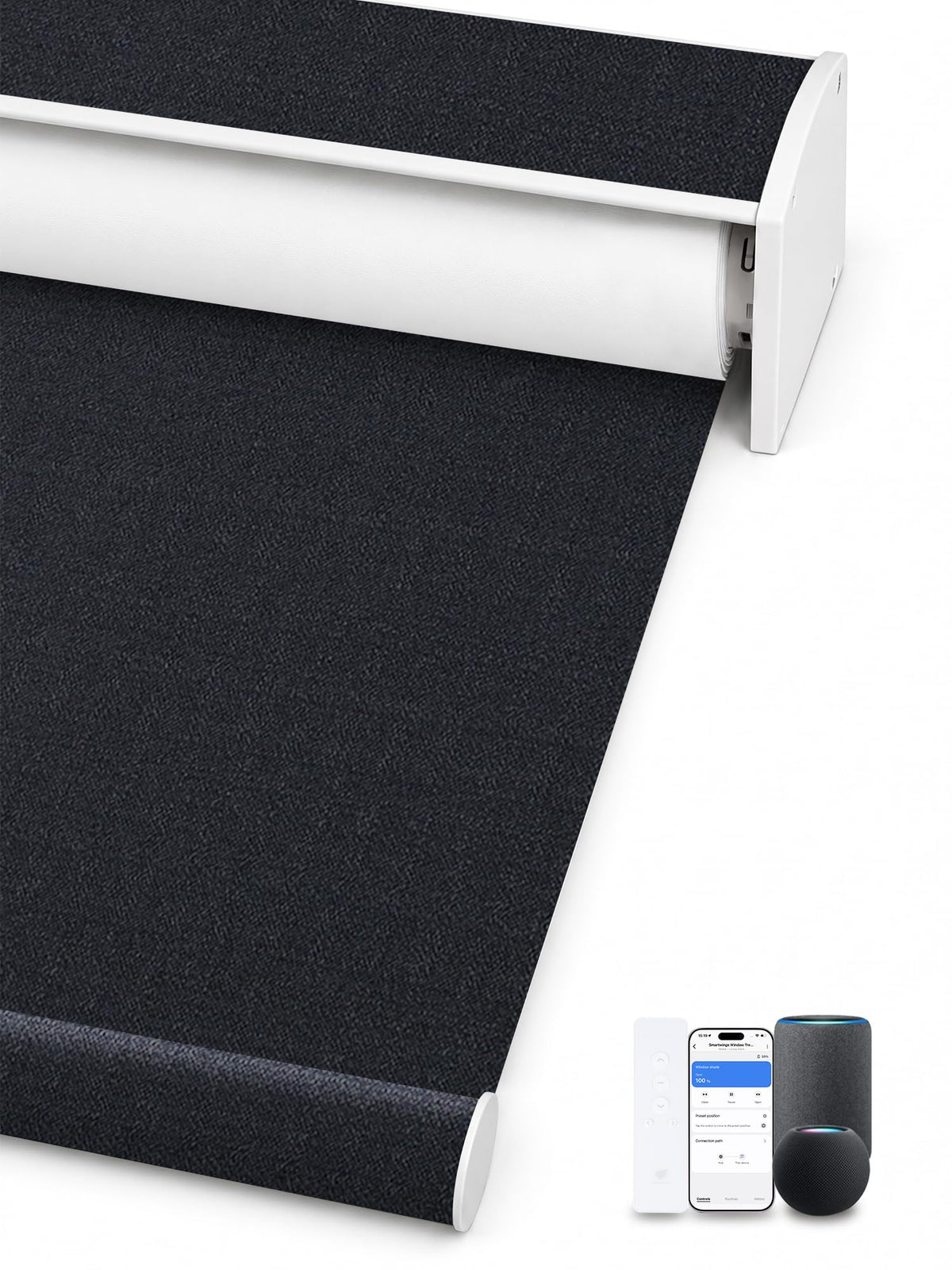 SmartWings Motorized Smart Roller Shades, 100% Blackout Essential Grey