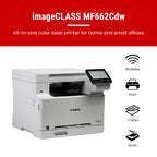 Canon Color imageCLASS MF662Cdw - Wireless Duplex Laser Printer with Copier, Scanner, 3 Year Limited Warranty, 26 PPM