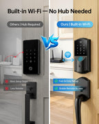 Built-in WiFi Smart Lock with Handle Set, Keyless Entry Front Door Lock Set