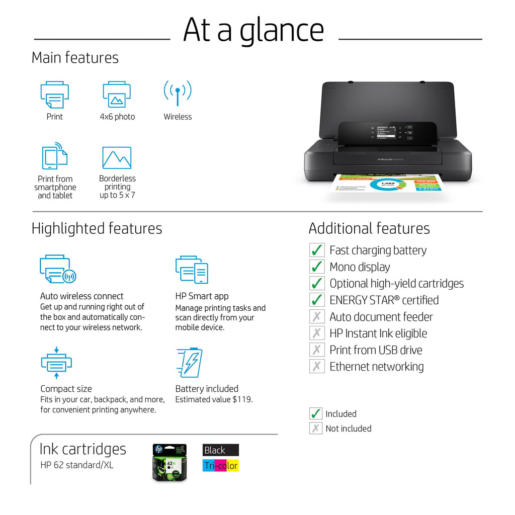 HP OfficeJet 200 Inkjet Mobile Printer | Wireless