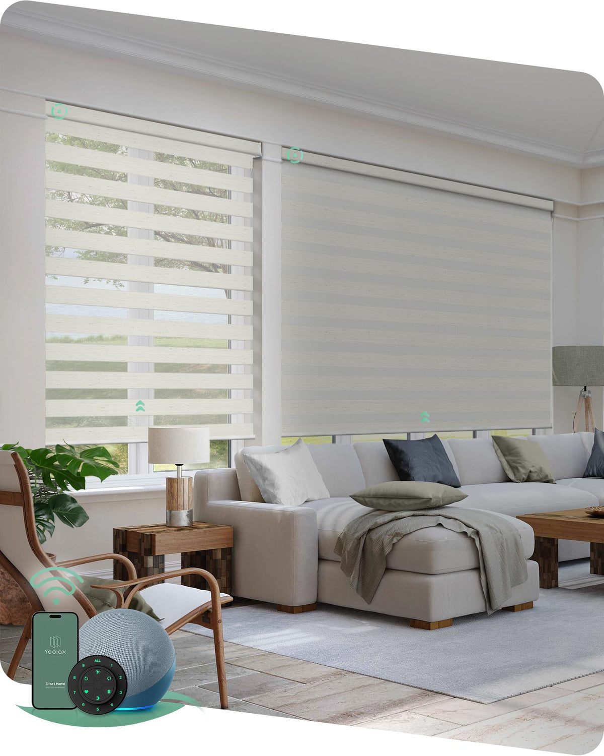 Yoolax Motorized Zebra Blinds with Remote, Room Darkening Smart Blinds