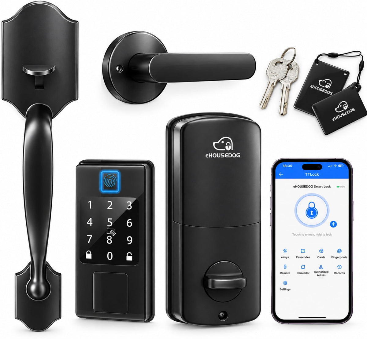 Smart Door Lock, Fingerprint Keyless Entry Deadbolt Lock with Keypad
