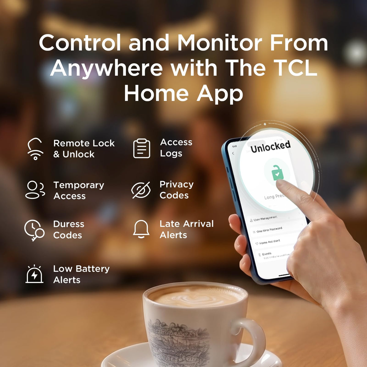 TCL Smart Lock D2 Pro, Palm Vein Keyless Entry Deadbolt Door Lock with APP