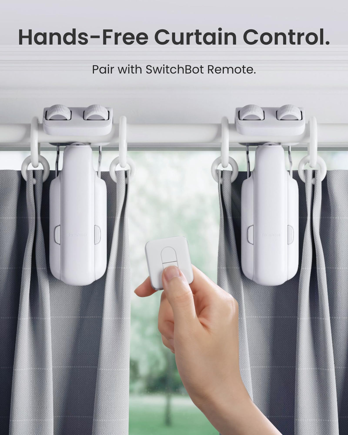 SwitchBot 2025 Automatic Curtain Opener 3 Rod-Bluetooth Remote Control, WiFi&APP Control, Upgraded High-Performance, Add Hub to Work with Alexa, Google Home, HomeKit via Matter(2025 Curtain Opener*2)