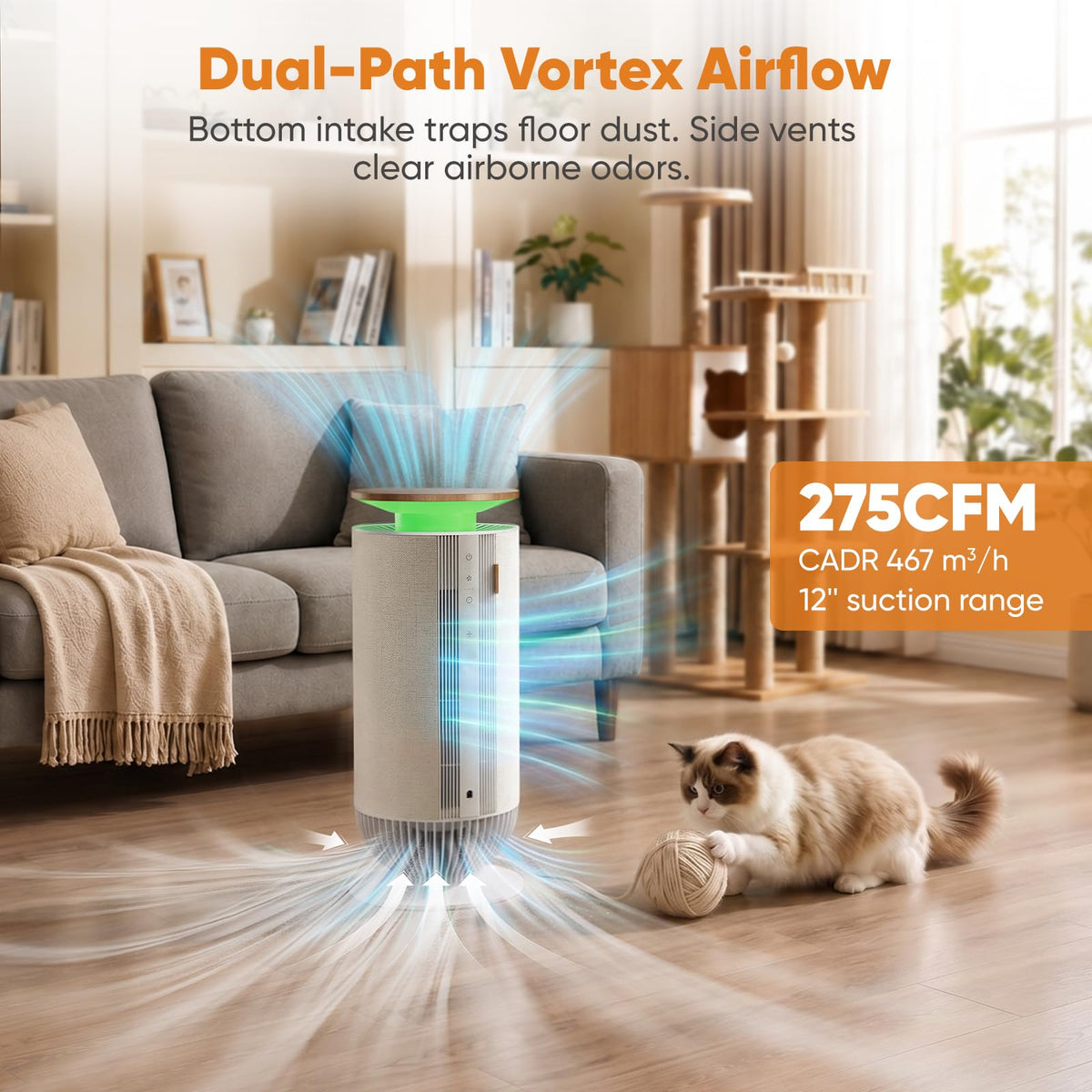Petbobi Pet Air Purifier for Home, Reduce Pet Hair, Odors, Dust, Dander