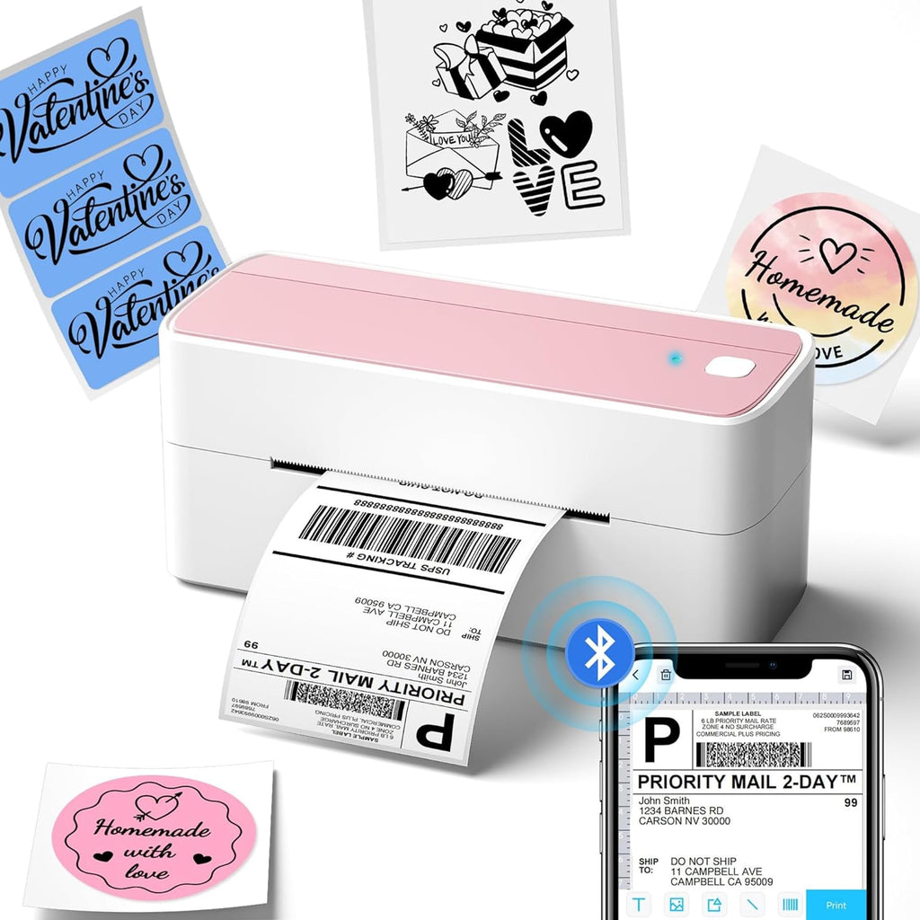 Phomemo Bluetooth Thermal Shipping Label Printer with Holder & 500pcs Label