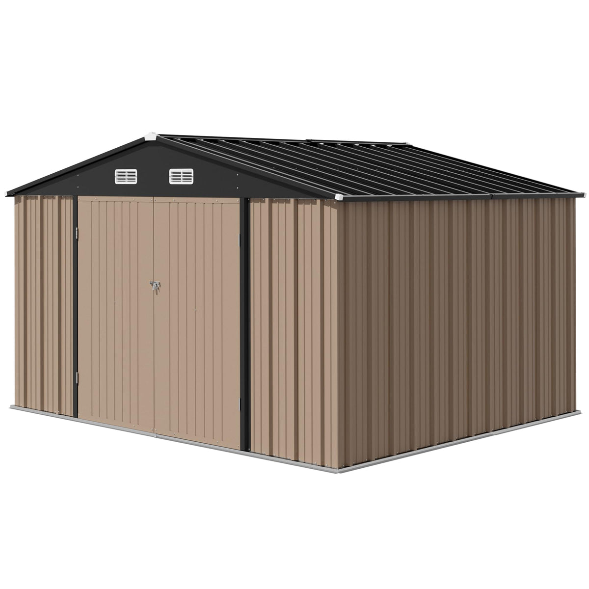 Devoko 10x8 FT Outdoor Storage Shed, Brown