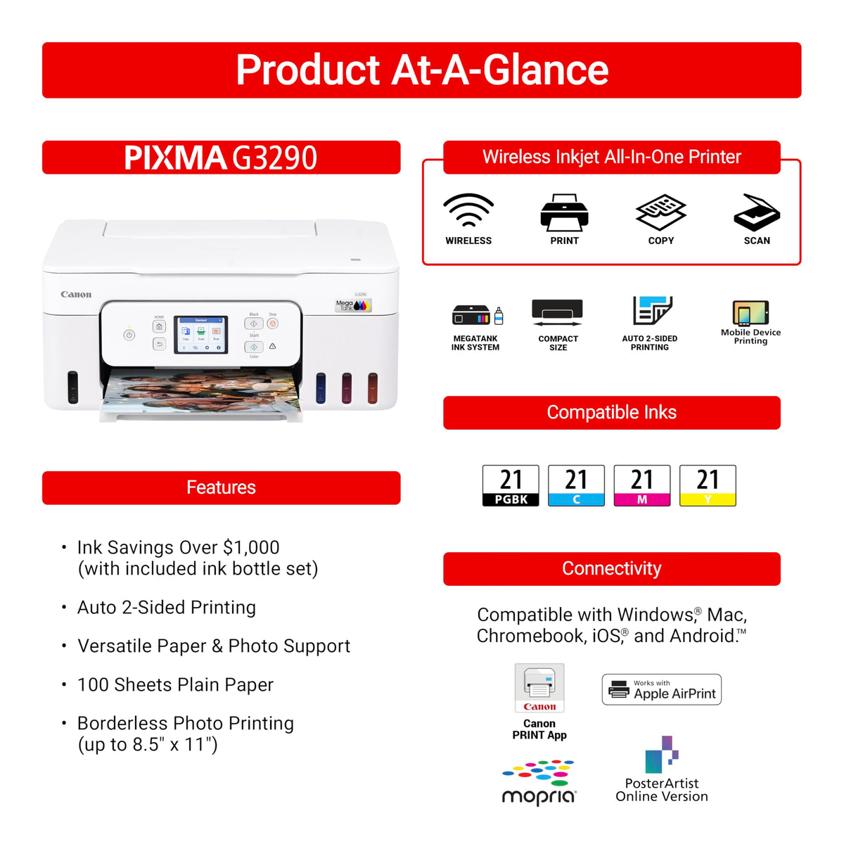 Canon Megatank G3290 All-in-One Wireless Printer