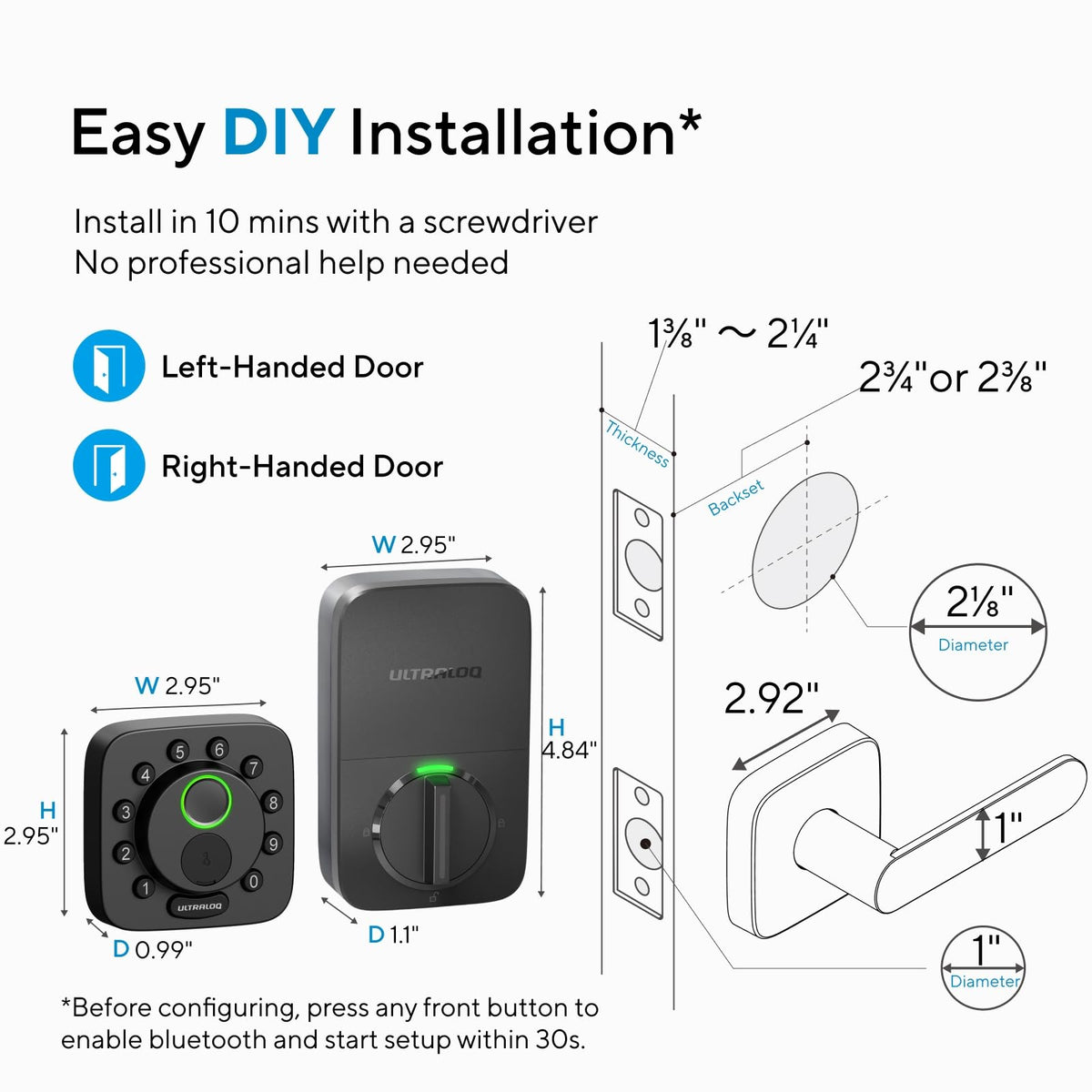 ULTRALOQ Bolt SE Smart Lock with Handle, Fingeprint Deadbolt, Remote Access