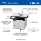 Brother Professional Laser Printer All-in-One with Scanner and Copier, High-Speed 50 ppm Monochrome Printing, Wireless Network Ready, Dual-Band WiFi, Auto 2-Sided Print (MFC-L5915DW)