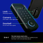 myQ Secure View™ 3-in-1 Smart Lock Deadbolt + Extra Battery, Keyless Entry Door Lock, 2K HDR Doorbell Camera, Face, Fingerprint & PIN Access, App Control, Color Night Vision & Two-Way Audio