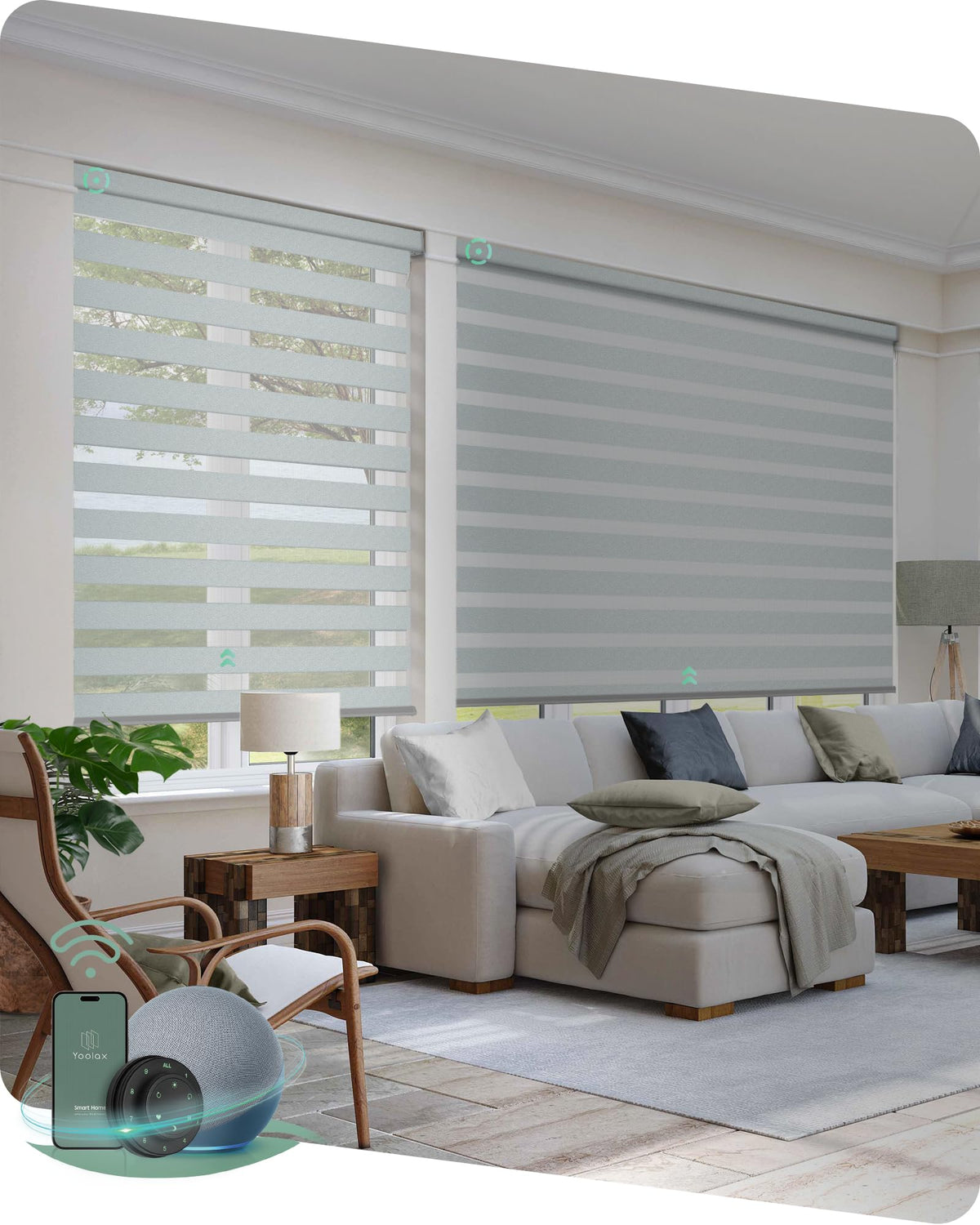Yoolax Motorized Zebra Blinds with Remote, Room Darkening Smart Blinds