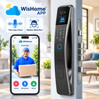 Smart Lock with Face Recognition: Biometric Palm Vine & Fingerprint, Video Intercom, Wishome APP Control, Keyless Entry Door Lock with HD Camera Display, Anti-Theft Alarm (Silver)